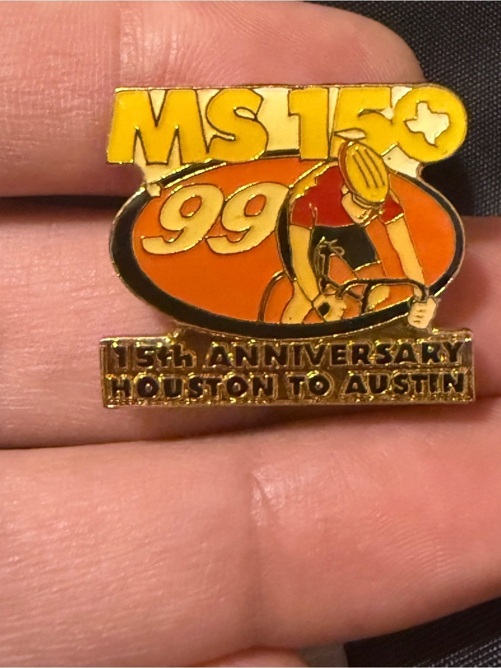 Vintage 1999 Bike MS Texas 150 Lapel Pin - 15th Anniversary Houston to Austin